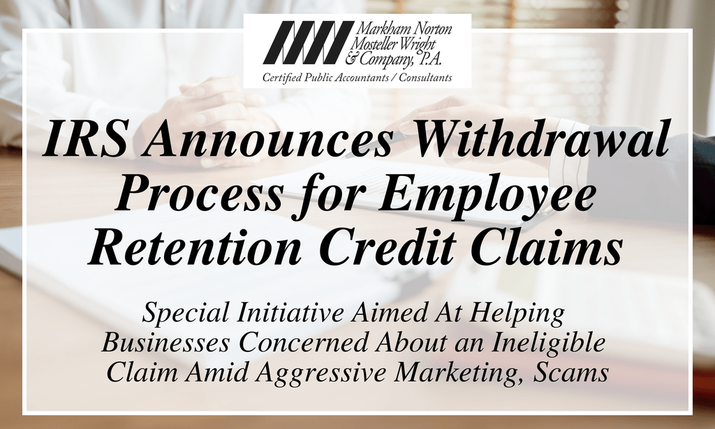 IRS Withdrawal Process for Employee Retention Credit Claims